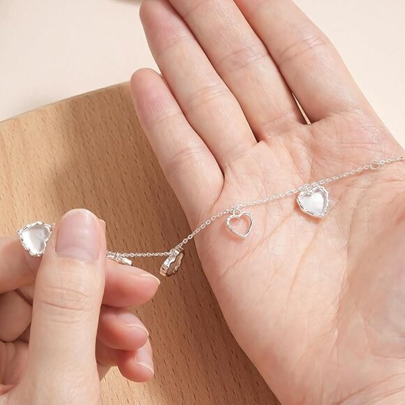 Sterling Silver Interlocked Hearts Bracelet Adjustable NWT - Picture 4 of 5